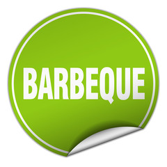 barbeque round green sticker isolated on white