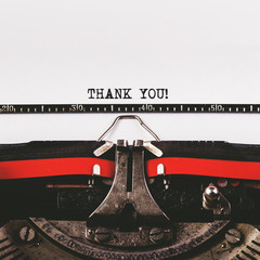 Thank you text on old typewriter