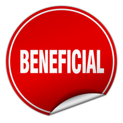 beneficial round red sticker isolated on white