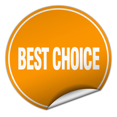 best choice round orange sticker isolated on white