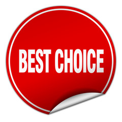 best choice round red sticker isolated on white