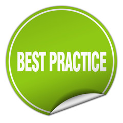 best practice round green sticker isolated on white