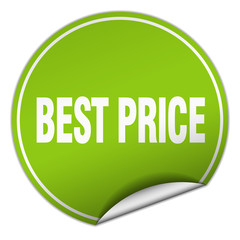 best price round green sticker isolated on white