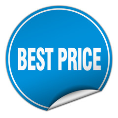 best price round blue sticker isolated on white