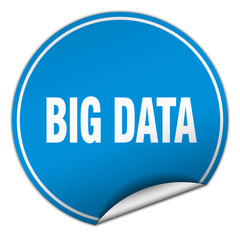 big data round blue sticker isolated on white