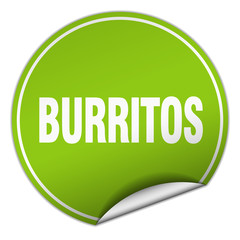 burritos round green sticker isolated on white