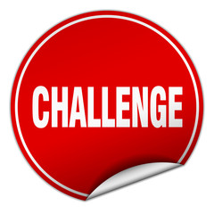 challenge round red sticker isolated on white
