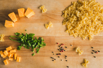 Pasta with pumpkin, herbs and pepper.