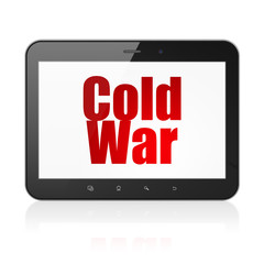 Politics concept: Tablet Computer with Cold War on display