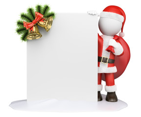 3D white people. Santa Claus with a blank and a garland