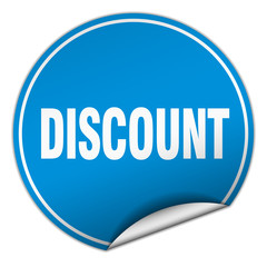 discount round blue sticker isolated on white