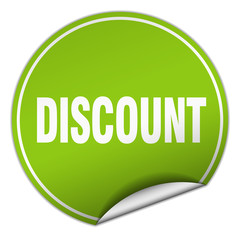 discount round green sticker isolated on white