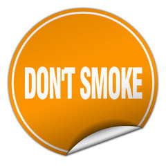 don't smoke round orange sticker isolated on white