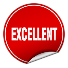 excellent round red sticker isolated on white