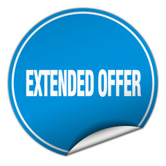 extended offer round blue sticker isolated on white