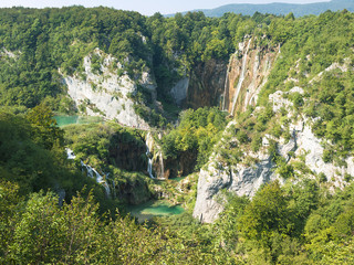 cascade and lakes in Plitvice Lakes National Park Croatia