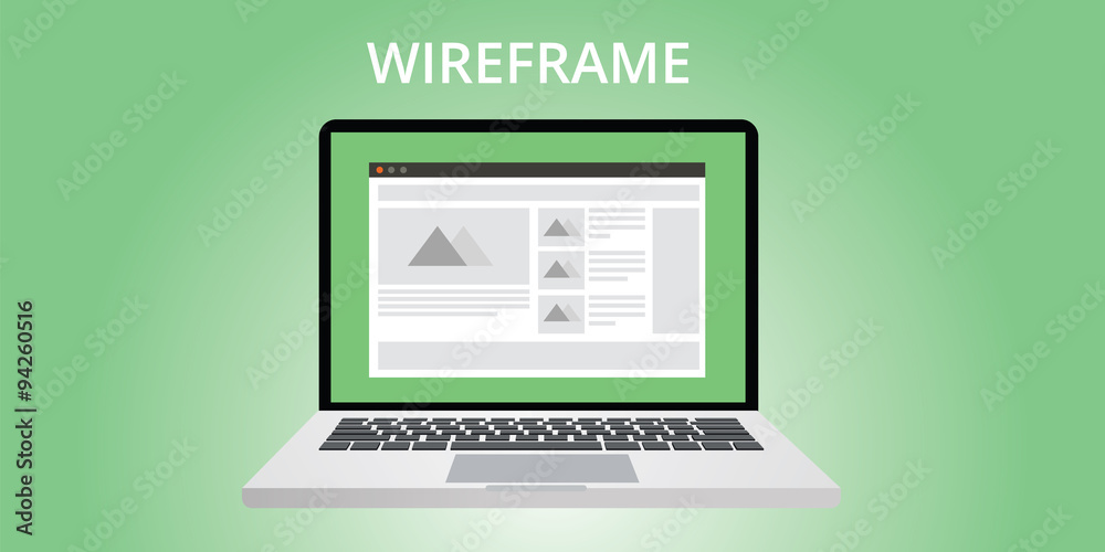 Poster website wireframe development use computer notebook