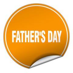 father's day round orange sticker isolated on white