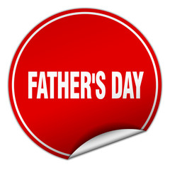 father's day round red sticker isolated on white