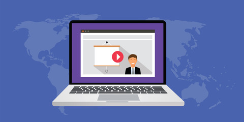 online presentation use video and computer via online network internet