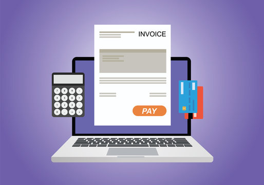 online digital invoice using computer calculator and credit card