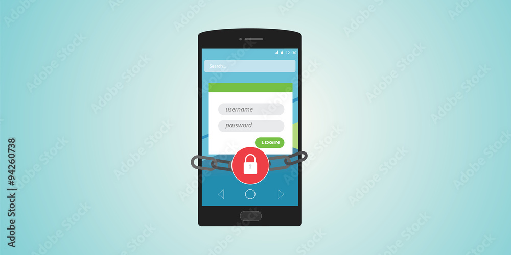 Poster mobile authentication username and password locked and chain