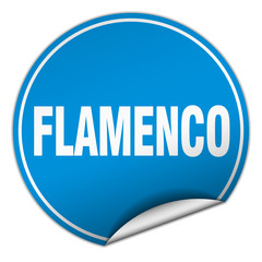 flamenco round blue sticker isolated on white