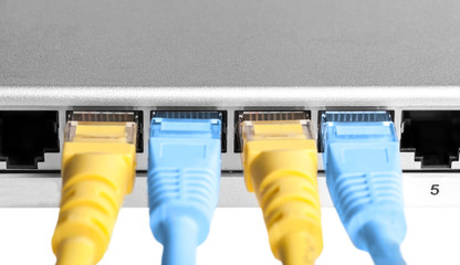 router with wires closeup