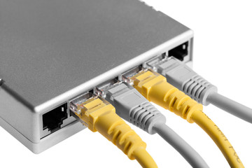 router with wires closeup