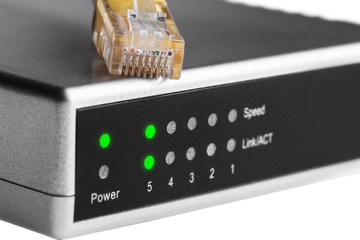 router with wires closeup