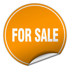 for sale round orange sticker isolated on white