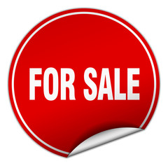 for sale round red sticker isolated on white