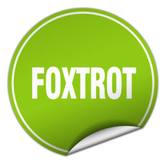 foxtrot round green sticker isolated on white