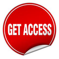 get access round red sticker isolated on white