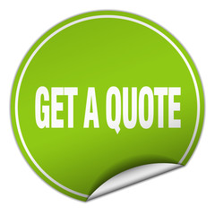 get a quote round green sticker isolated on white