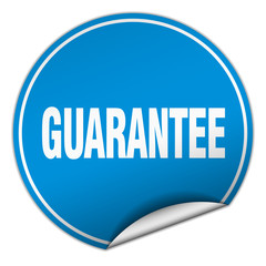 guarantee round blue sticker isolated on white