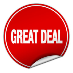 great deal round red sticker isolated on white