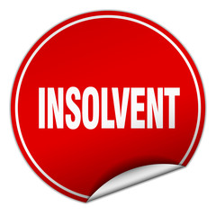 insolvent round red sticker isolated on white