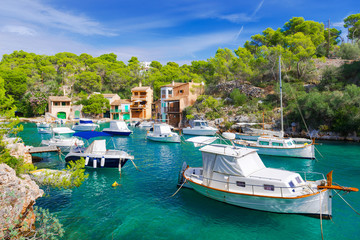 Fototapeta na wymiar XXX - Sailing and motor boats in picturesque port of Cala Figuera - Mallorca - 6907