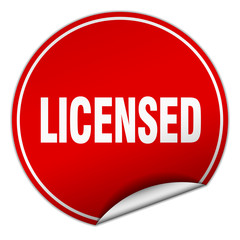 licensed round red sticker isolated on white