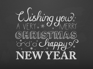 Fototapeta na wymiar MERRY CHRISTMAS and a HAPPY NEW YEAR Vector Chalkboard Card