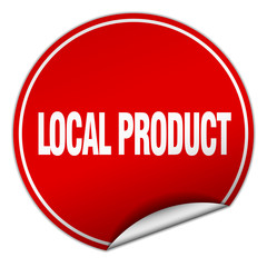 local product round red sticker isolated on white
