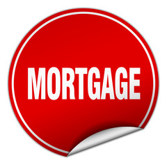 mortgage round red sticker isolated on white