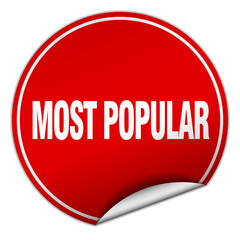 most popular round red sticker isolated on white