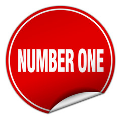 number one round red sticker isolated on white
