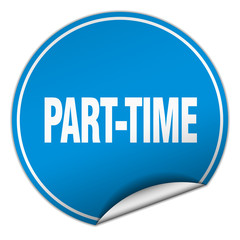 part-time round blue sticker isolated on white