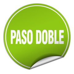 paso doble round green sticker isolated on white