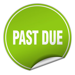 past due round green sticker isolated on white
