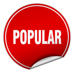 popular round red sticker isolated on white