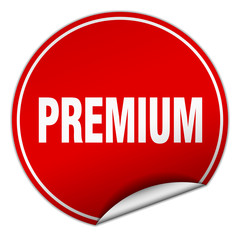 premium round red sticker isolated on white